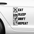 Eat sleep drift repeat Aufkleber - Beispielansicht
