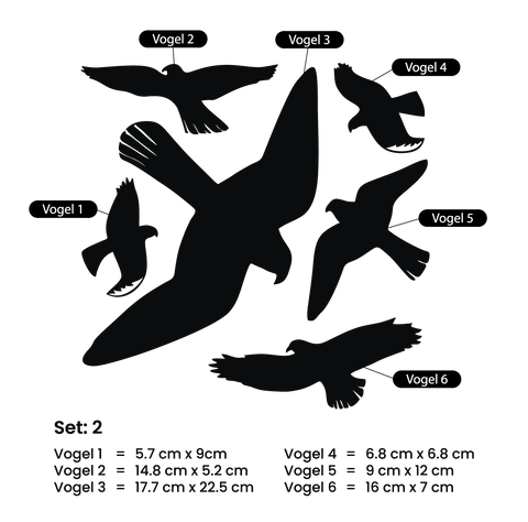 Vogelschutz Raubvögel Silhouetten Fensteraufkleber