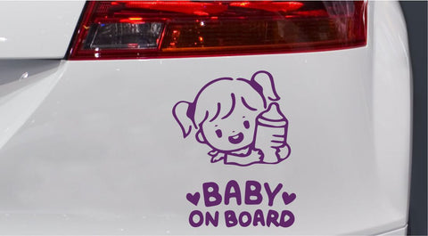 Mädchen mit Flasche Baby Autoaufkleber