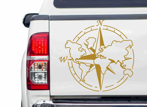 Kompass mit Weltkarte Autoaufkleber