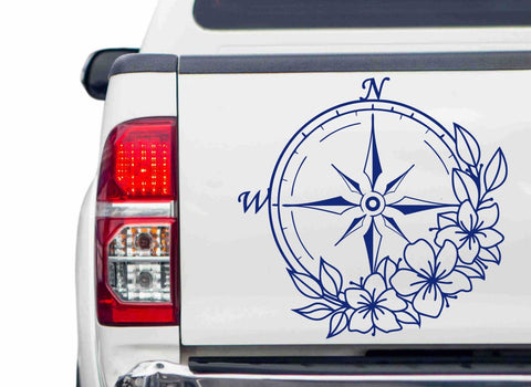 Kompass mit Blumen Autoaufkleber