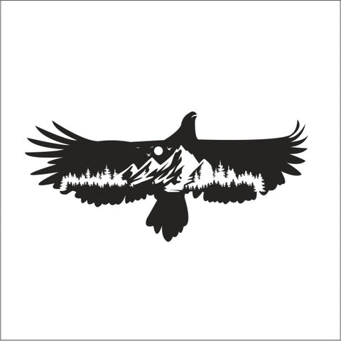 Adler mit Bergpanorama Autoaufkleber