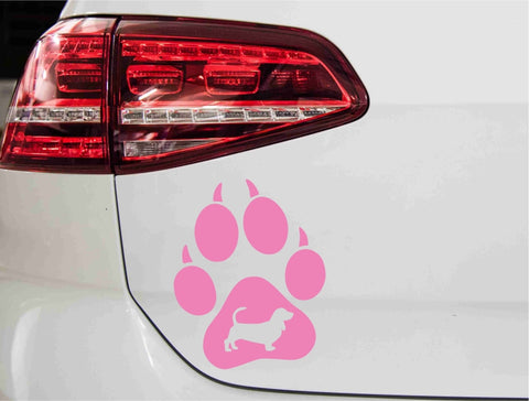 aufkleber-hundepfote-basset-hund-rosa